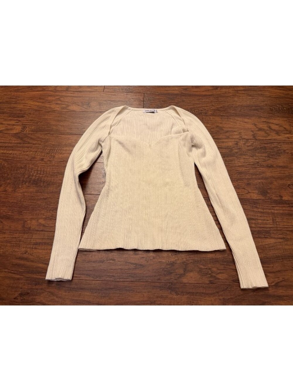 Anna Quan Chanel Sweetheart-Neck Ribbed Knit Top 10